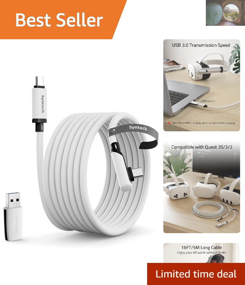 16FT USB 3.0 Type-C Link Cable for Oculus/Meta Quest - High-Speed Connectivity