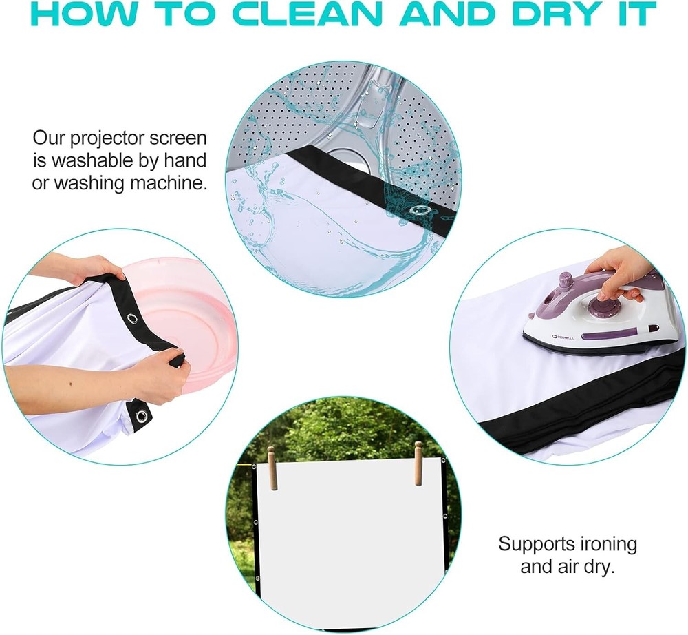 AAJK Projector Screen 100 inch, Washable Projector Screen 16:9 Foldable