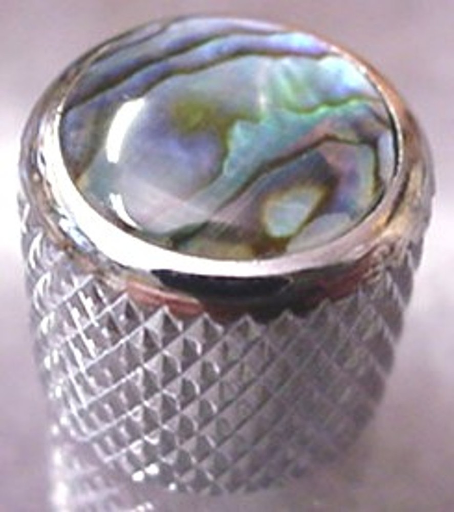CHROME + ABALONE PUSH-ON GUITAR KNOBS COARSE KNURL