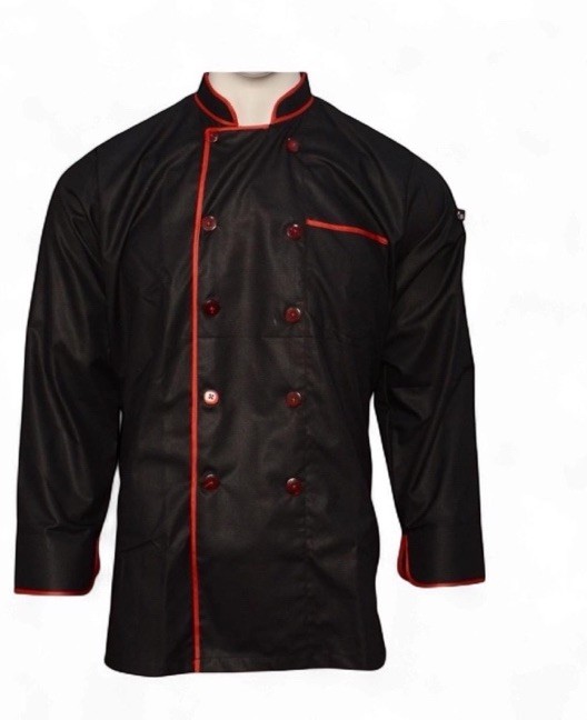 Custom Embroidered Chef Coat: Print Black Culinary Jacket (S-