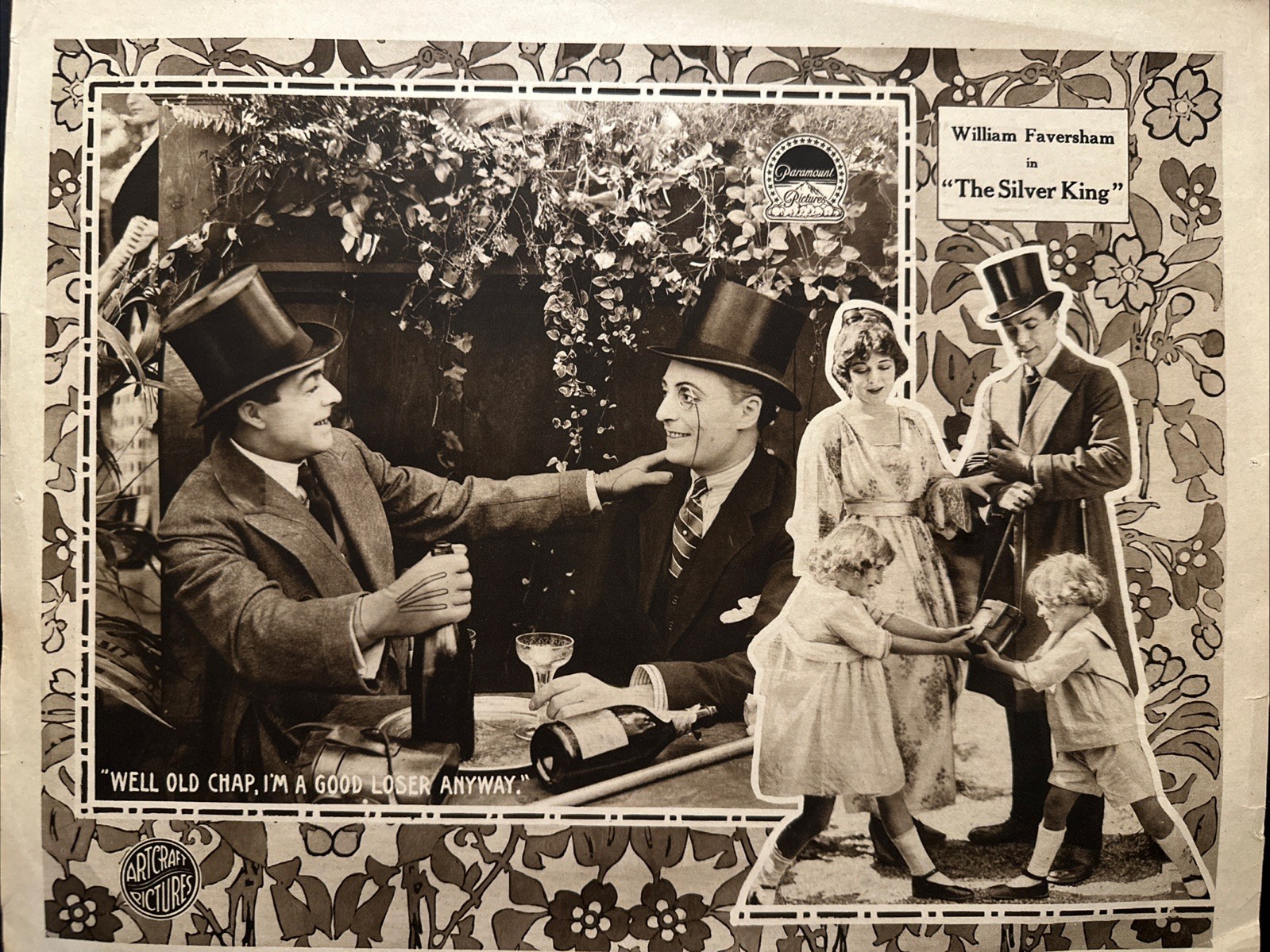 ANTIQUE ART CRAFT PICTURES/ PARAMOUNT THE SILVER KING Movie LOBBY POSTER CARD