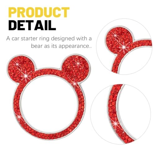 Bling Car Engine Start Button Ring Decal, Diamond Crystal Rhinestone Red