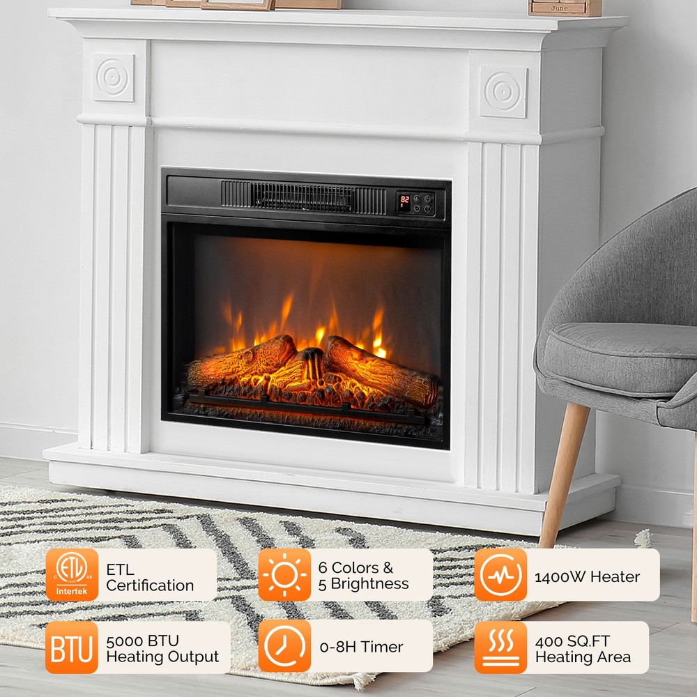 23" Home Embedded Fireplace Electric Insert Heater Flame Remote Space Keep Warm