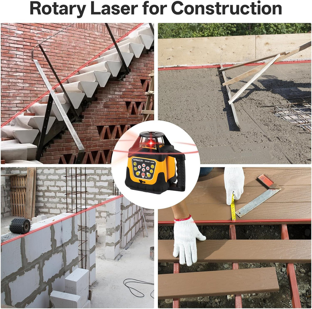 Self-Leveling Rotary Laser Level Kit with Tripod & 2000' Range