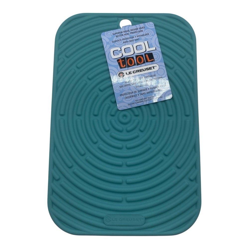 Le Creuset Turquoise Silicone Trivet Mat Potholder Rectangular Hot Pad