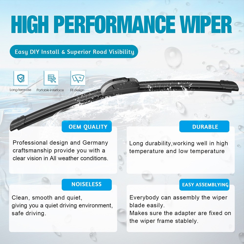 for Mazda RX-3 1978-1978 Windshield Wiper Blade 15"+15" front J-hook