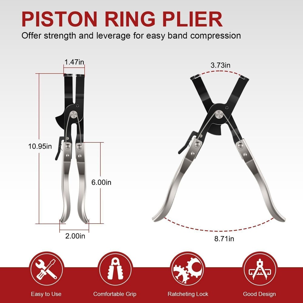 940387 Piston Ring Compressor Tool Set For Car Engine Piston Dia 2-7/8" - 4-3/8"