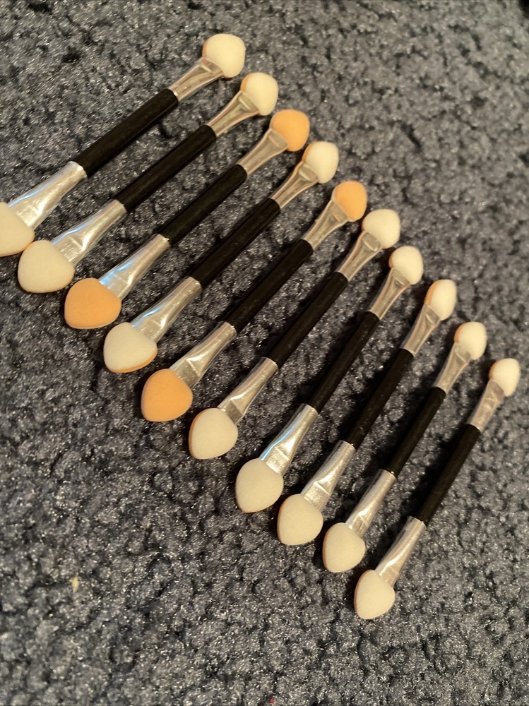 New 10 Pc Eye Shadow Soft Tipped Double Side Applicators, Long Handle -3"