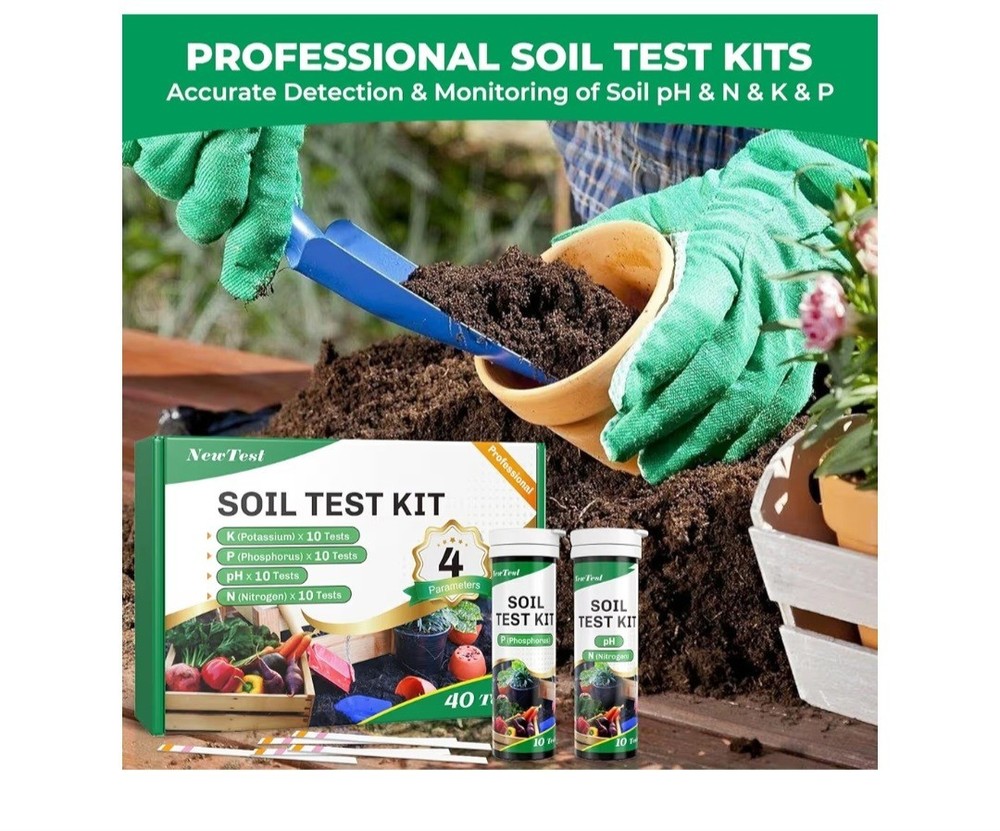 Soil Test Kit 4 Parameters: Professional Accurate 40 Tests Soil Testing Kits for