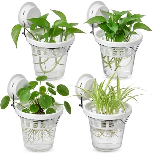 4 Set Window Propagation Stations Plastic Wall Hanging Planter with Suction