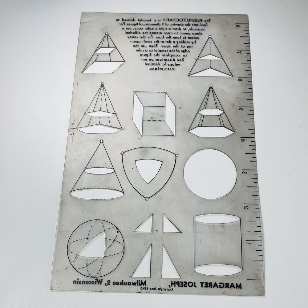 VTG Perspectograph Drawing Drafting Template Tool 3D Figures Margaret Joseph