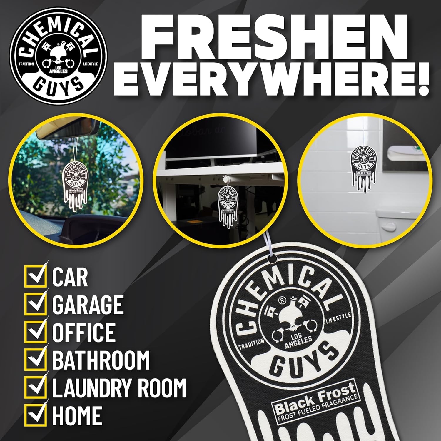 Chemical Guys - Hanging Air Fresheners - Black Frost Scent (12 Pack)