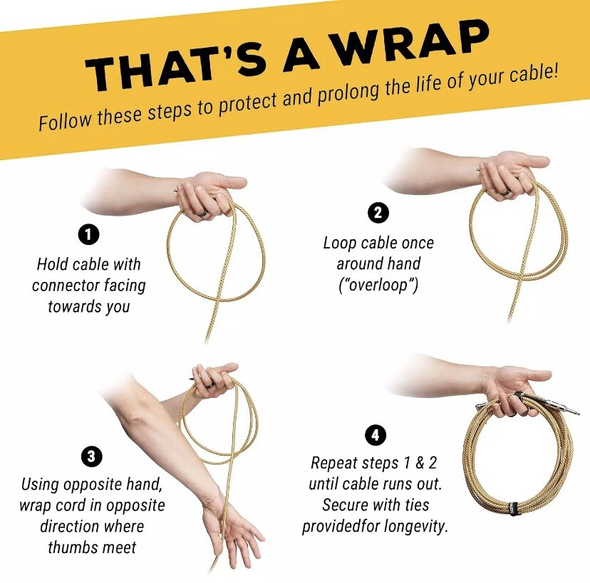 GLS Audio Instrument Cable - Amp Cord for Bass & Electric Guitar - Straight to R