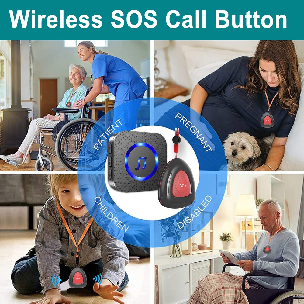 Caregiver Pager Wireless Call Button for Elderly,Intercoms Wireless For Home