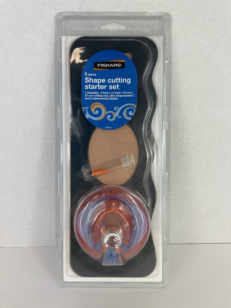 Fiskars 5 Piece Shape Cutting Starter Set NEW Template Mat Shapexpress & 2 Blade