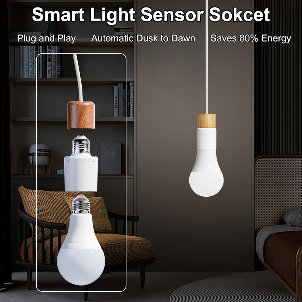 Motion Sensor Light Socket, E26/E27 Motion Sensor Light Sockets Motion-Sensing A