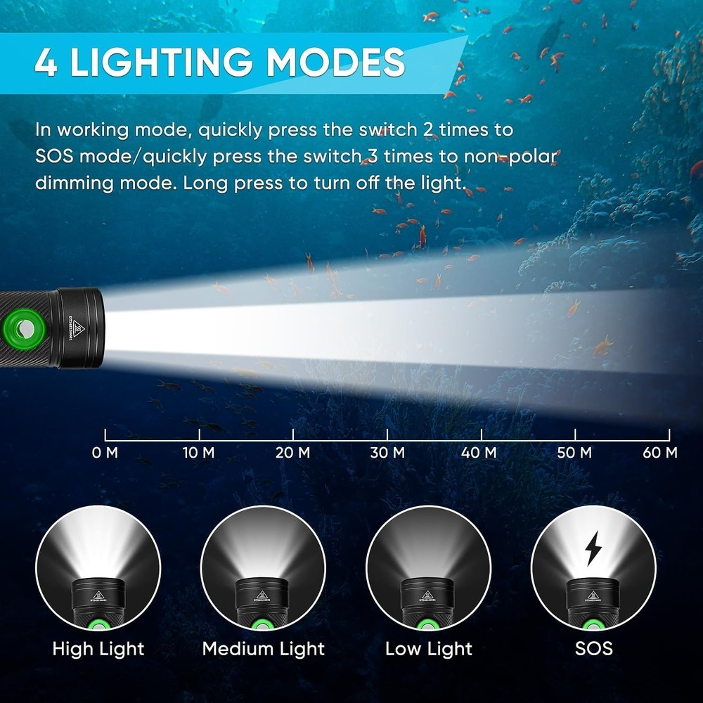 WindFire Dive Lights Scuba Diving Flashlight, Waterproof 262 ft Underwater