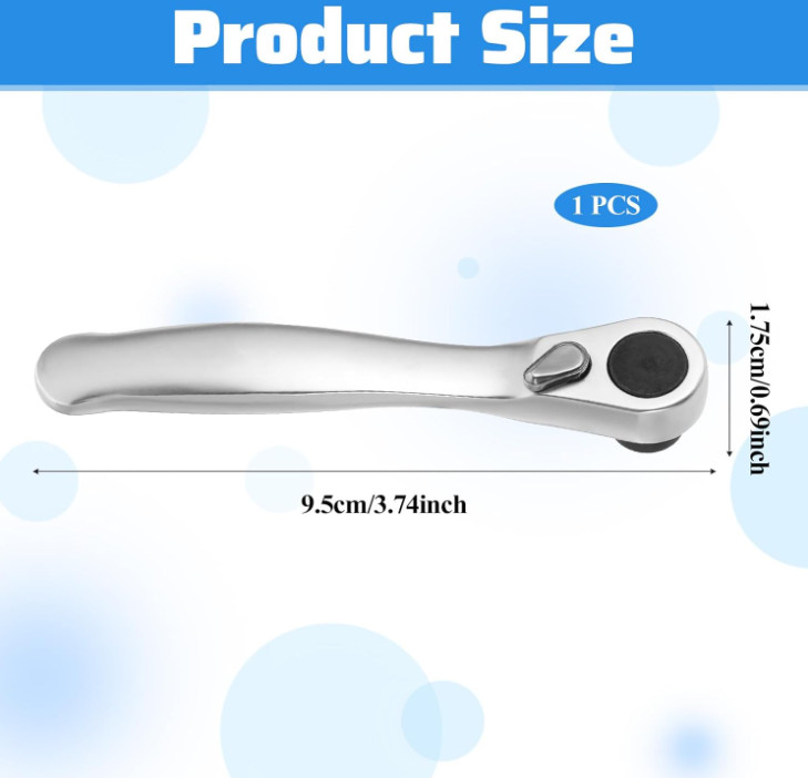 JIYIN 1/4″ Micro Ratchet Screwdriver – 72-Tooth Right-Angle Bit Driver