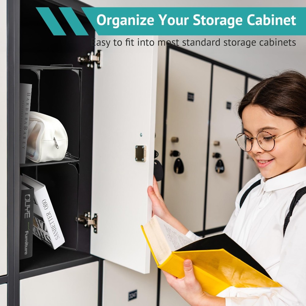2 PCS Locker Organizer Shelf Stackable Extra Storage Cabinet Accessories Black