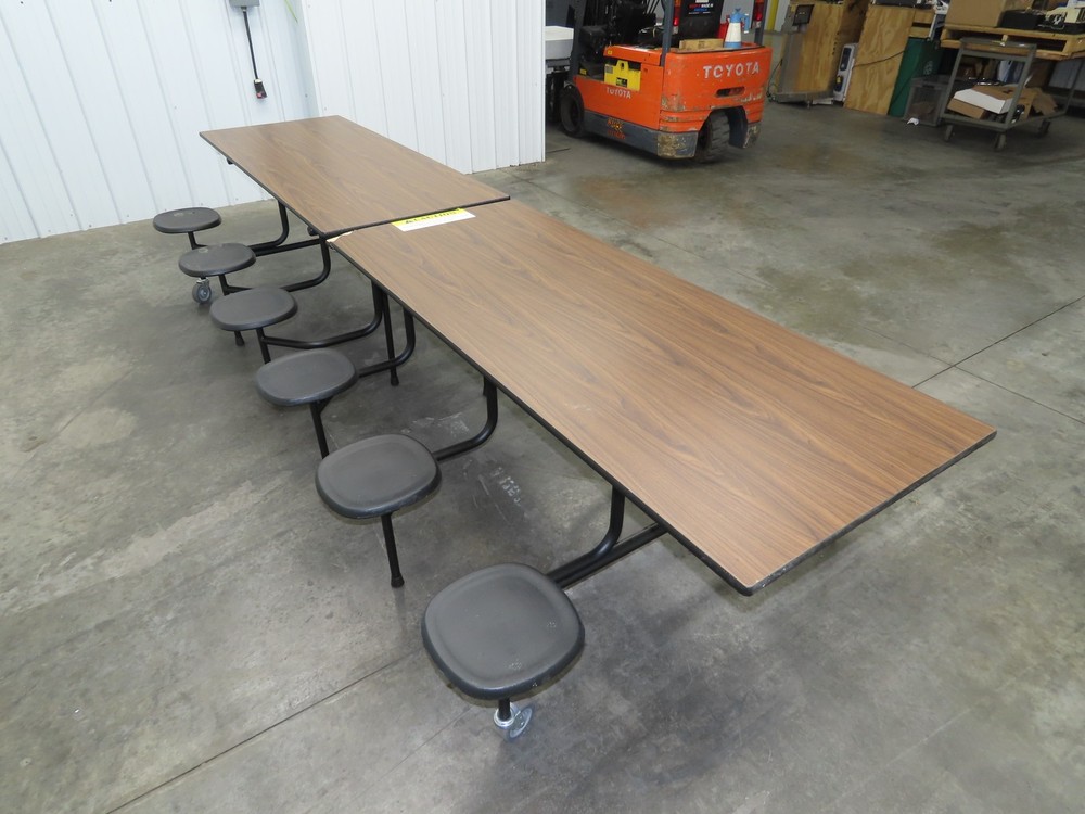 Uline H-9855MAP Mobile Cafeteria Table 12' L 30" W Rectangular 12 Stool Lunch