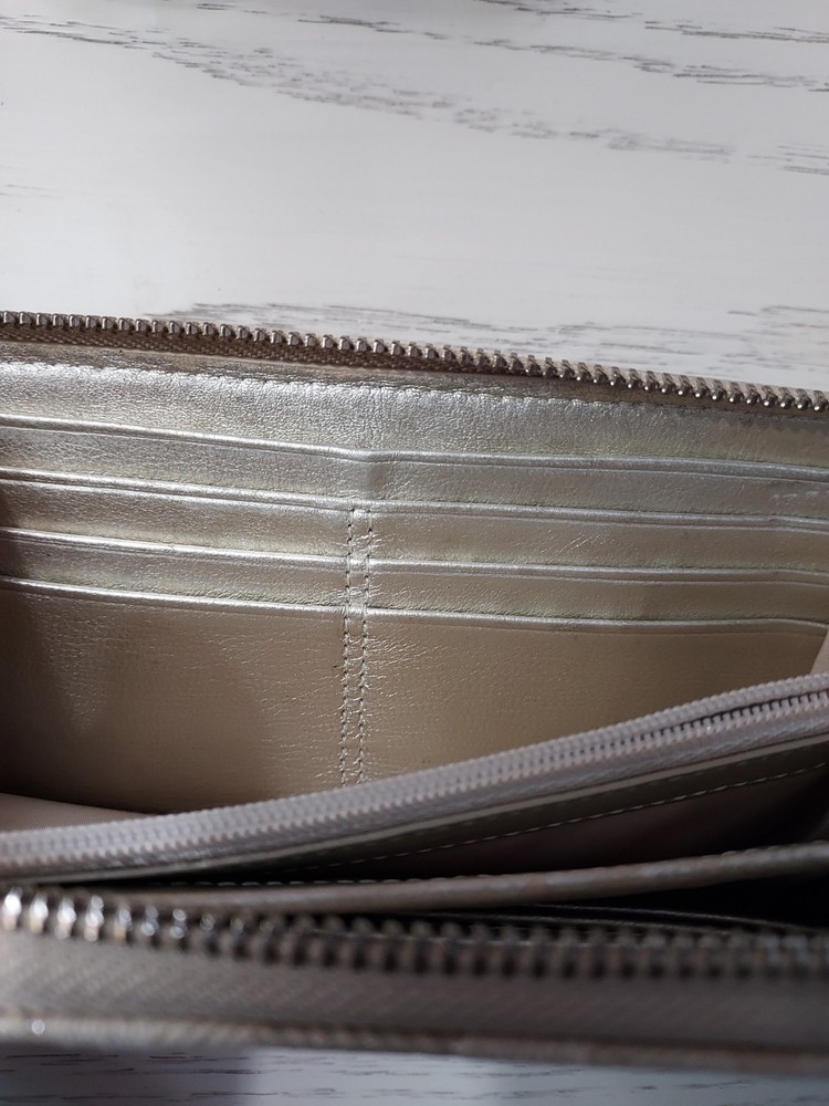 COACH Tan Long Zip Around Wallet Beige