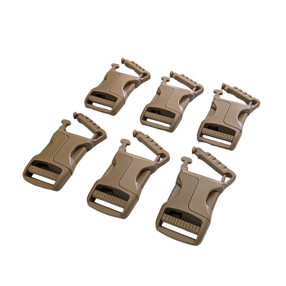 6 Replacement Backpack Molle 1" Webbing Quick Attach Snap Buckle Clips Coyote
