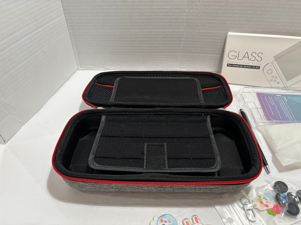 InnoAura 19-in-1 Switch OLED Accessories Bundle with Case, Game Case, (Gray)