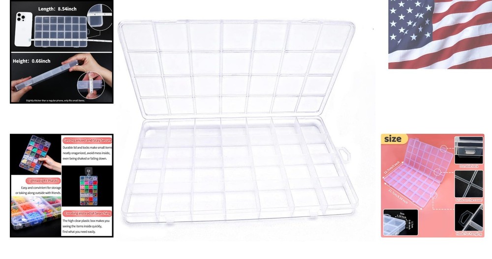 Versatile 28-Grid Plastic Bead Storage Box - Ideal for Crafts & Small Items