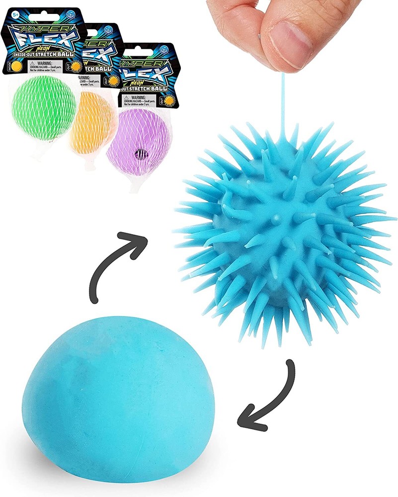 Play Visions NEON INSIDE-OUT BALL Sensory Stretch Soft ASD Spiky Touch HyperFlex