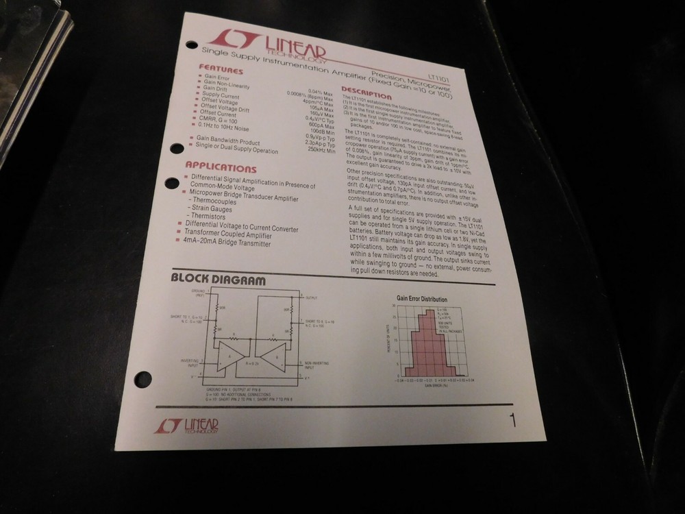 Electronics Specification Guide Application Linear Technology LT1101