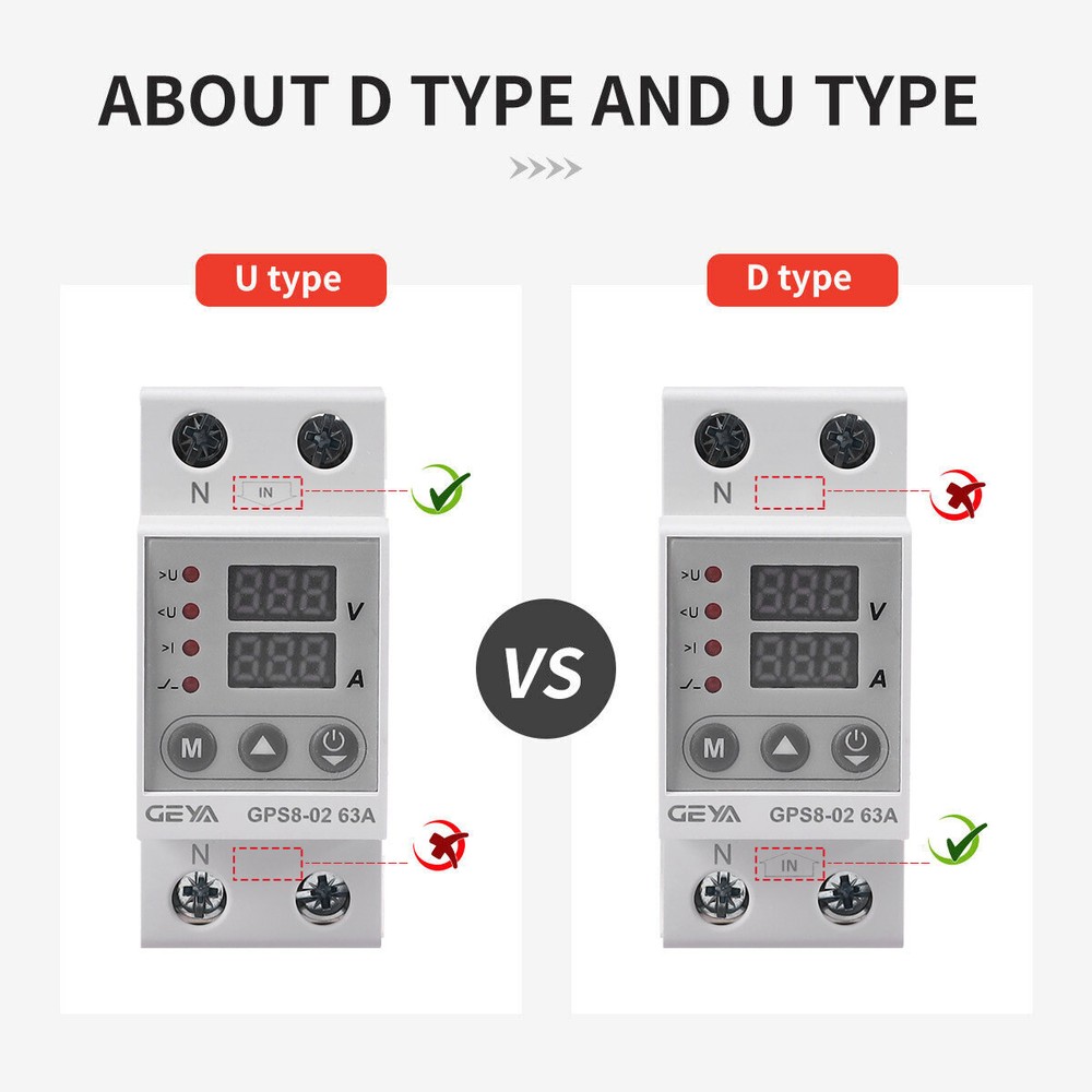 GEYA 02U 63A 110V Over Current Protector Over&Under voltage Protective Device