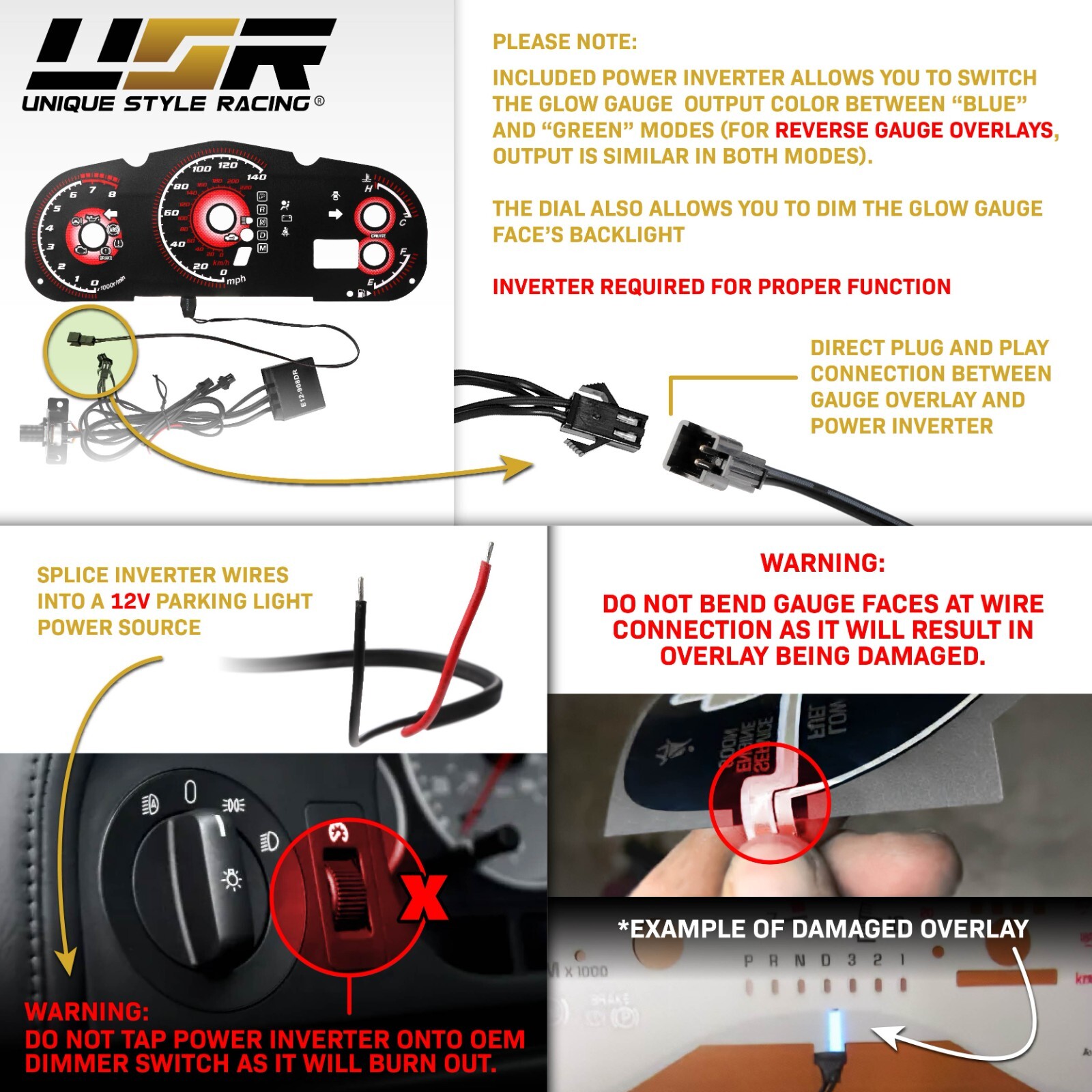 BLUE Glow Gauge Black Overlay For 98-04 Chevy S10/Blazer TACH Instrument Cluster