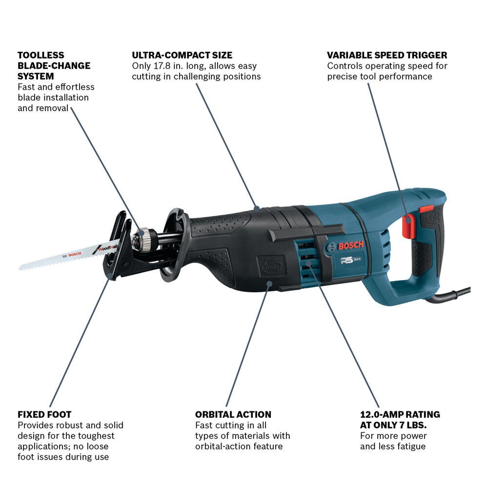 Bosch 1 Inch Stroke Compact Reciprocating Saw Refurbished