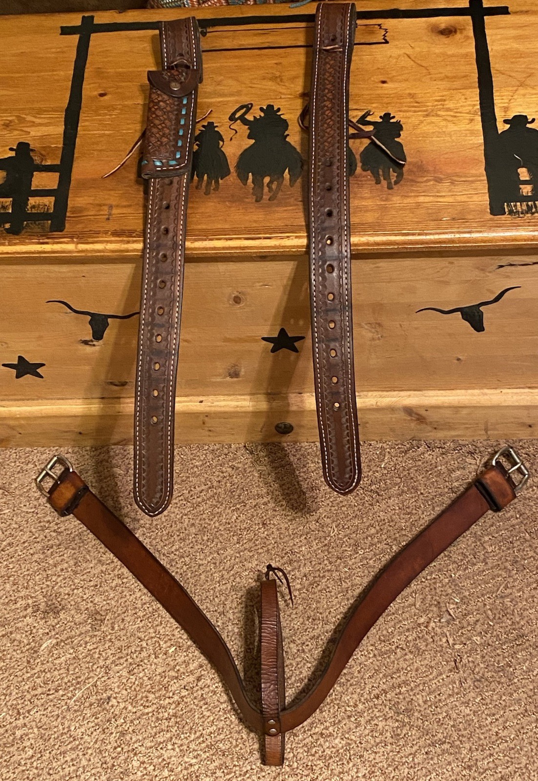 Double J Saddlery Western Saddle Back Billets + Flank Cinch BuckstitchHolder USA