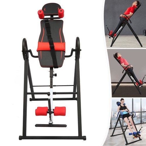 Foldable Inversion Table Teeter Machine Therapy Back Pain Relief Gravity Fitness