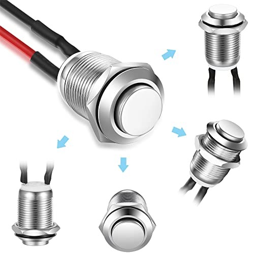 3 Pcs 12mm Prewired High Head Waterproof Push Button Latching 2A SS-Latching