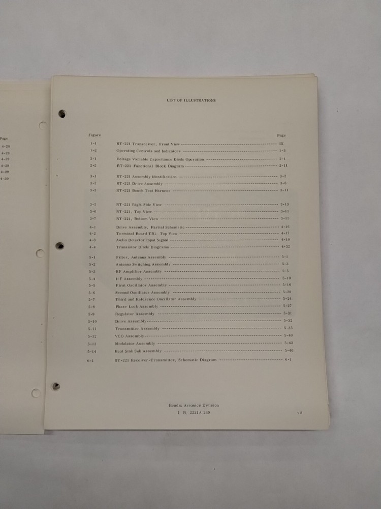 Bendix RT-221 Comm Receiver-Transmitter CNS-220 VHF Comm/Nav Maintenance Manual