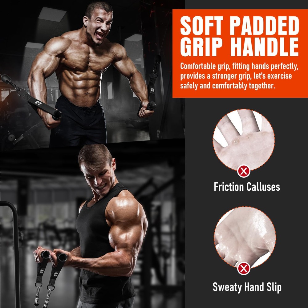 Heavy Duty Exercise Handles, Gym Cable Handles for Cable Machine Attachments