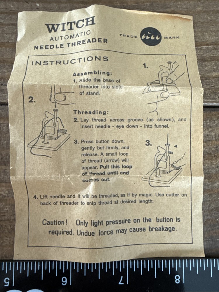 Vintage Witch Automatic Needle Threader w/ lnstructions Germany