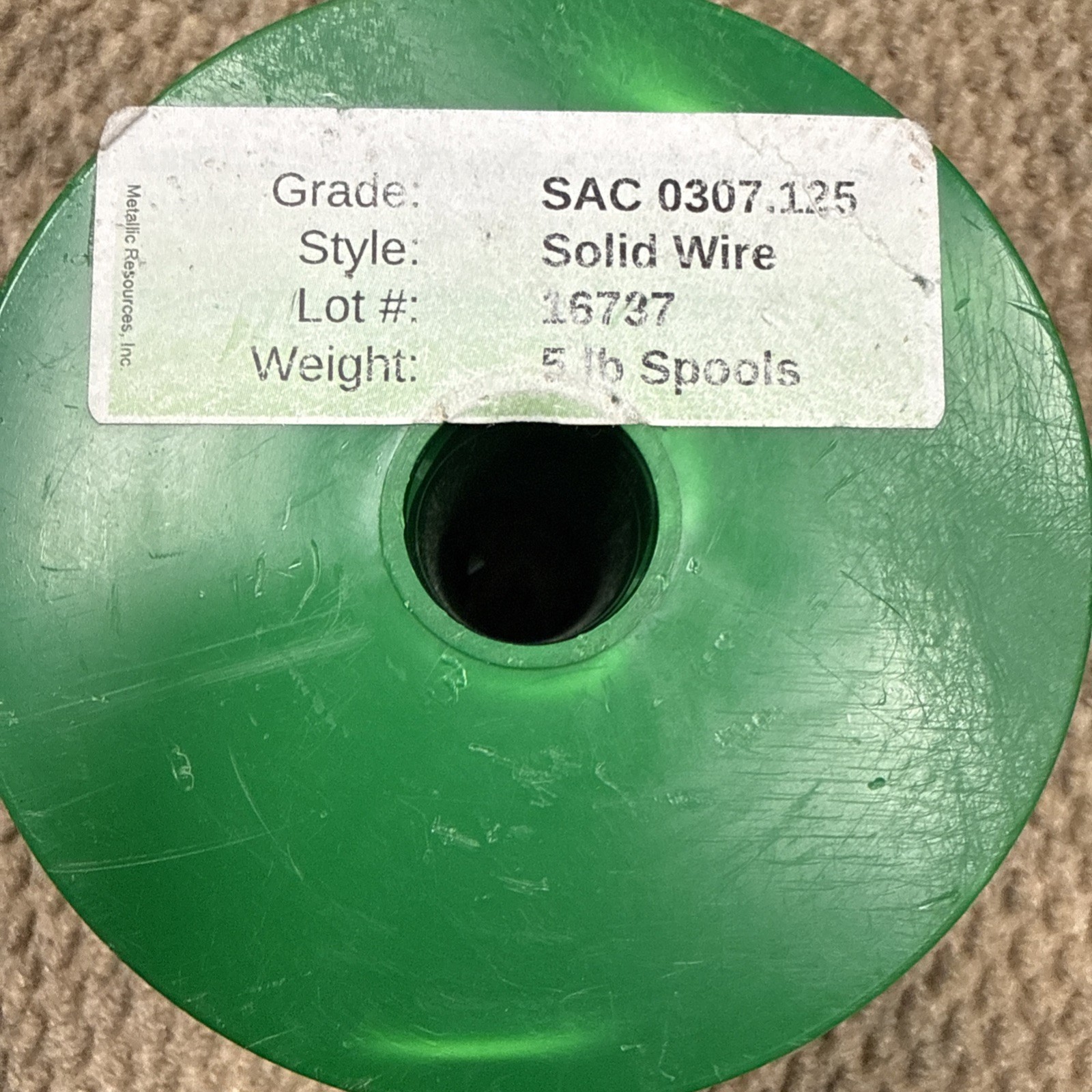 Solder Roll .125 Diameter Grade SAC 0307 5 Lbs Spool Opened 5lbs .9oz total wt