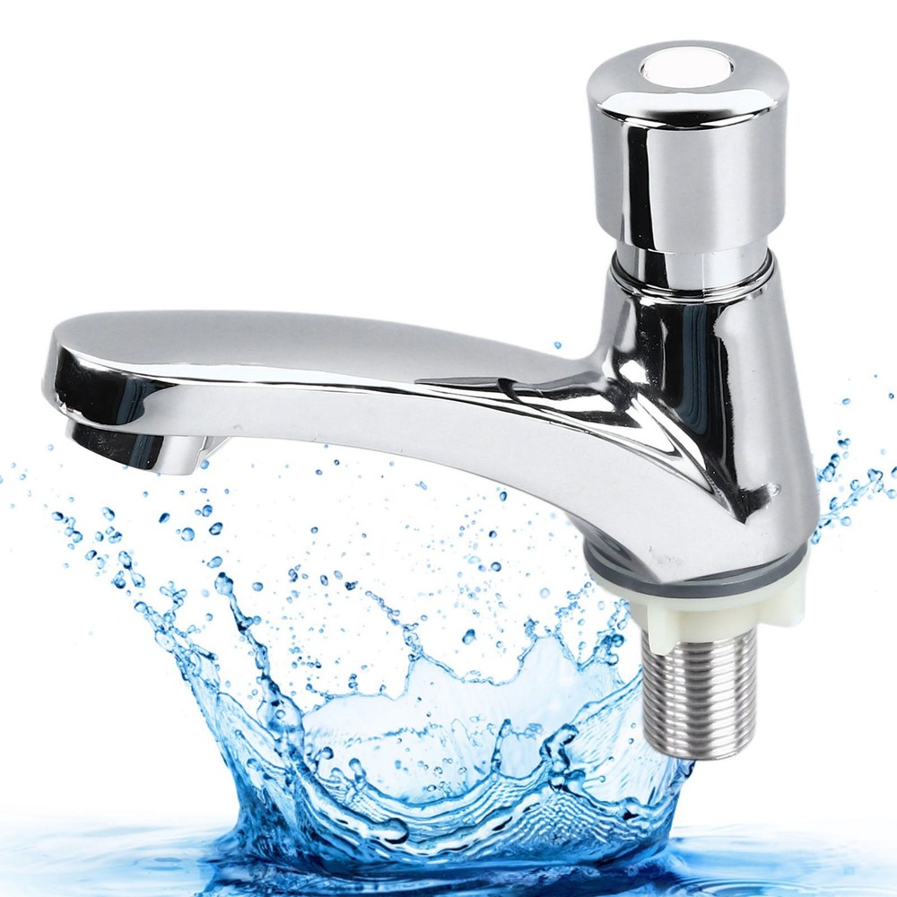 Basin Sink Faucet Push Button Design Water Saving Rugged Time Delay US