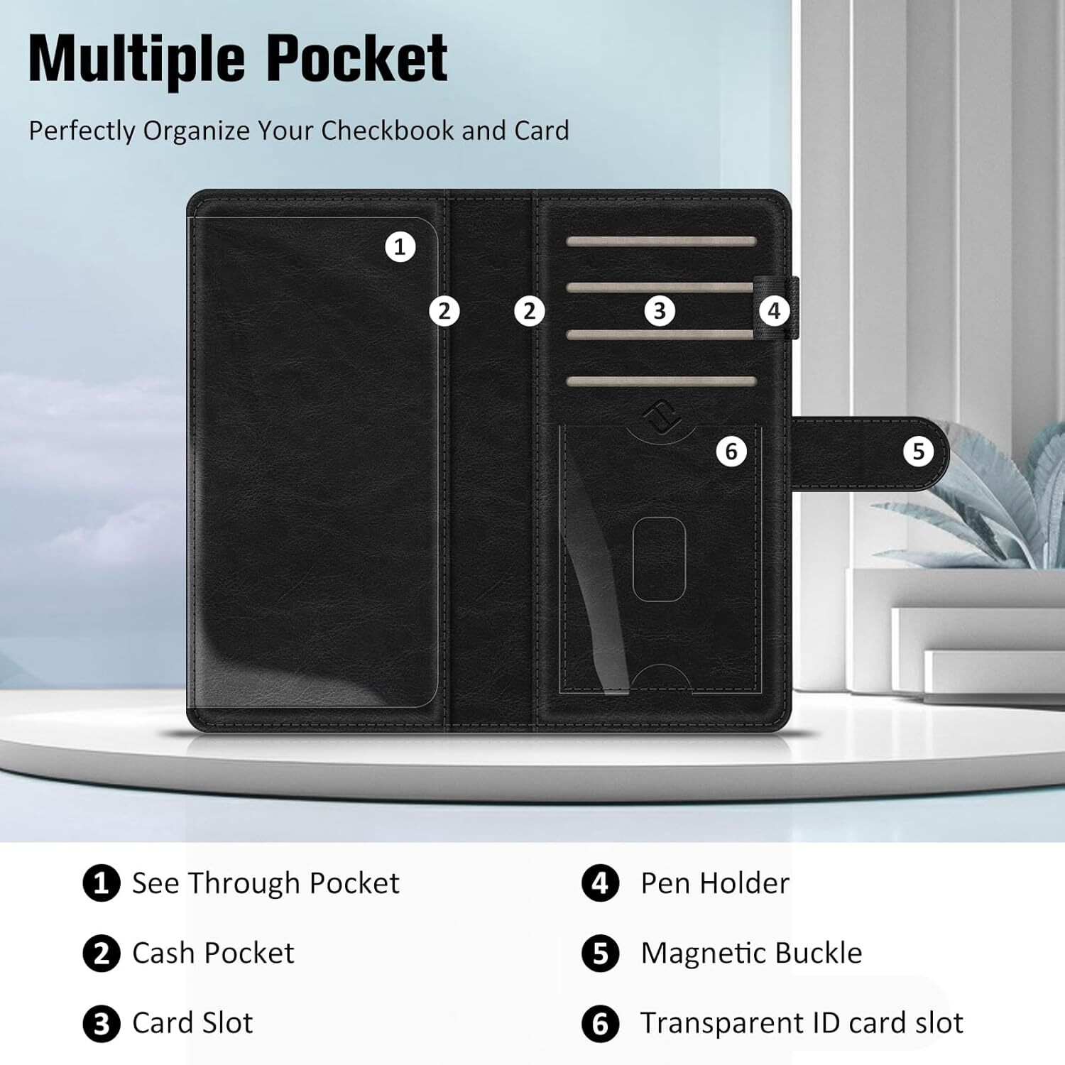 RFID Blocking Checkbook Cover for Personal Checkbook Big Capacity Standard Cover