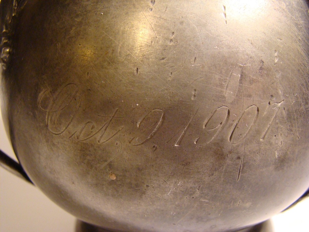 EG Webster And Son 3 Handle Vase Silver Plate Dated October 9th 1907