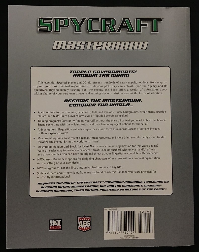 Spycraft RPG ~ Mastermind ~ D20 ~ OEJ