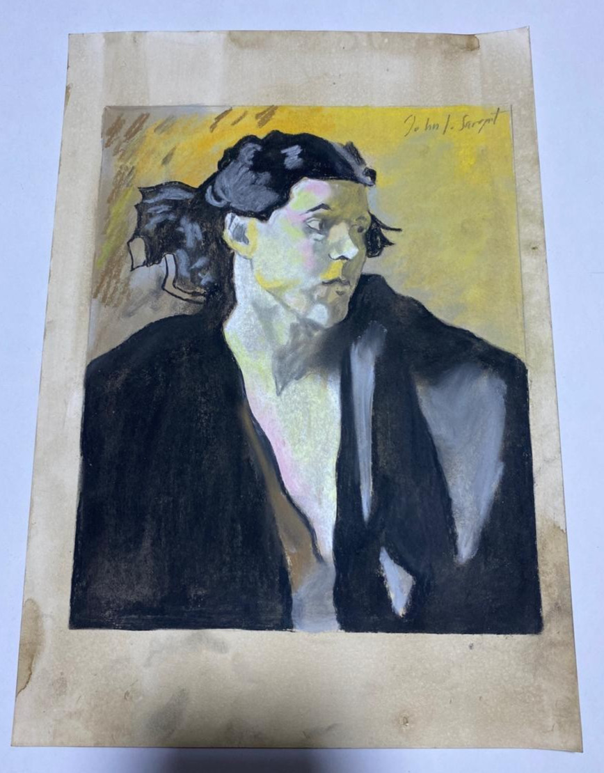 JOHN SINGER SARGENT Drawing on paper (Handmade) signed and stamped mixed media.