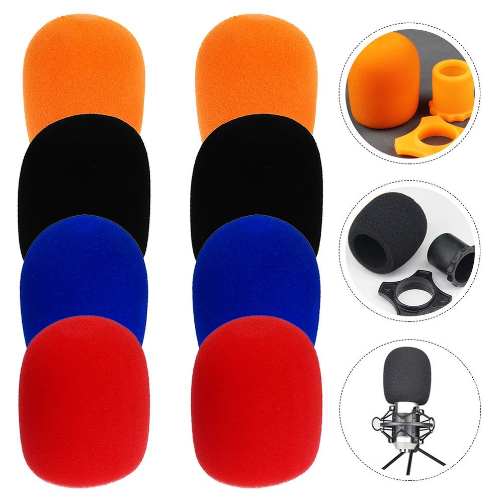 8 Pcs Wind Screen for Mics Microphone Windproof Cover Sponge Sleeve