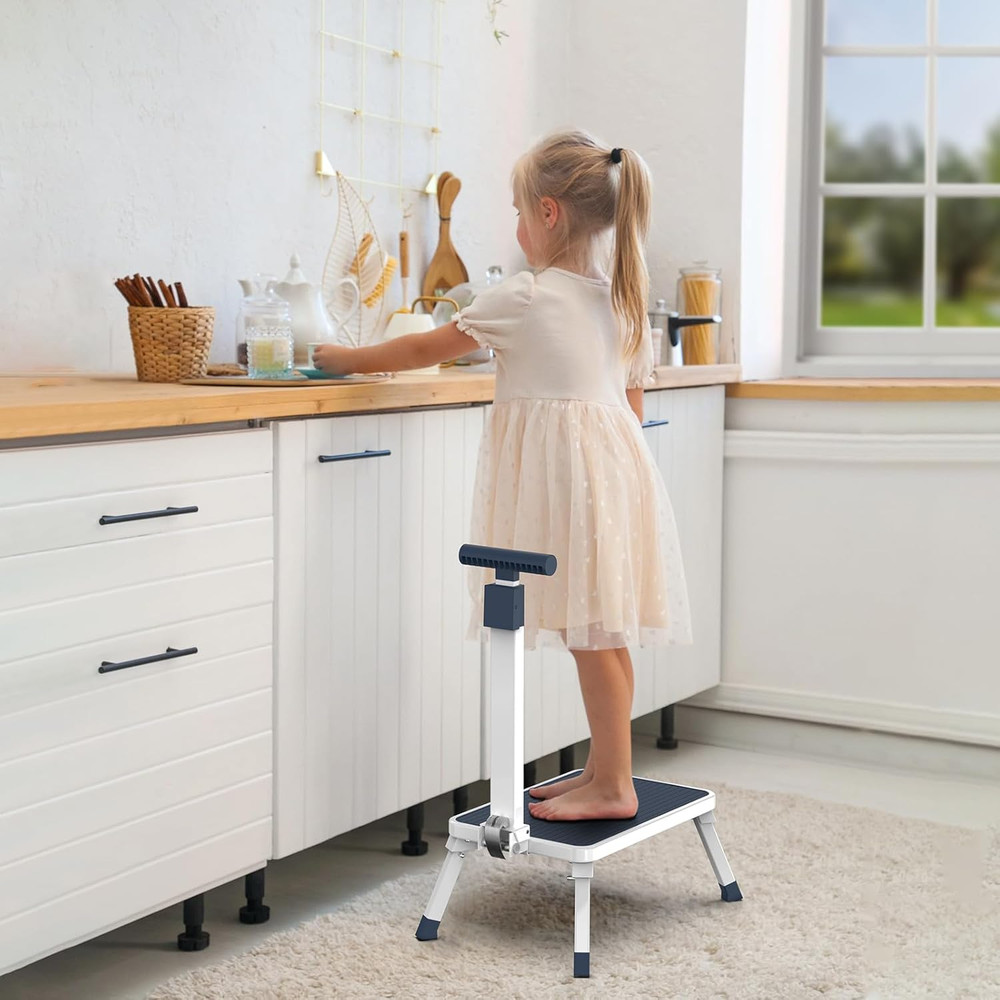 Folding Step Stool, Step Stools with Handle for Elderly Adults, Metal Steppin...