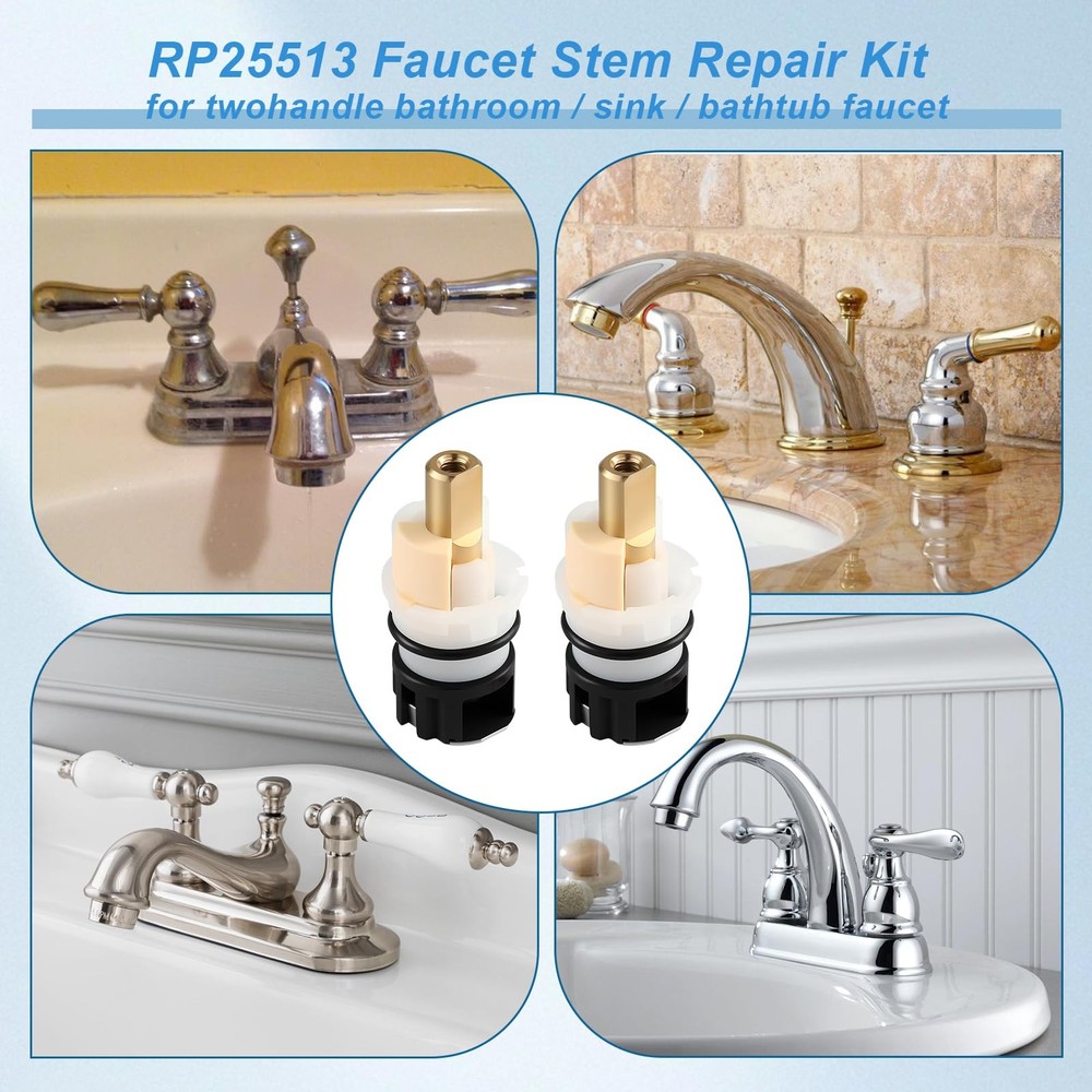 2 Pack RP25513 Faucet Stem Replacement, Compatible with Delta Two Black