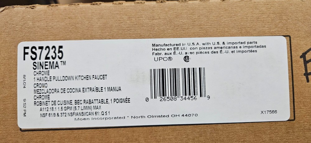 Moen FS7235 Chrome One-Handle Pulldown Kitchen Faucet