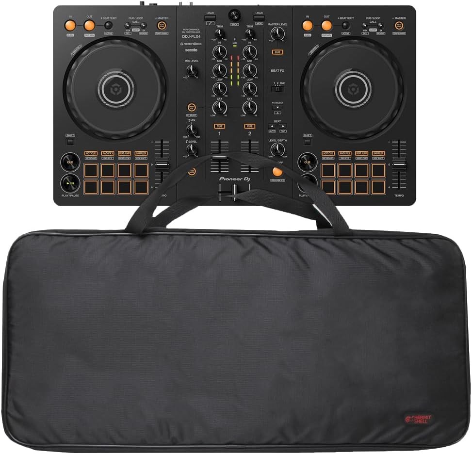 DJ Controller Carrying Case for Pioneer DDJ-FLX4 & Rekordbox, 2-Deck